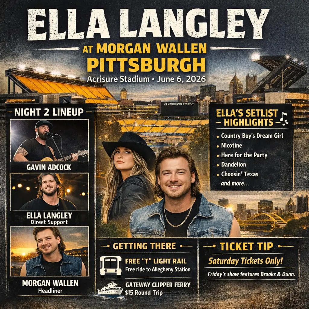 Ella Langley at Morgan Wallen Pittsburgh infographic