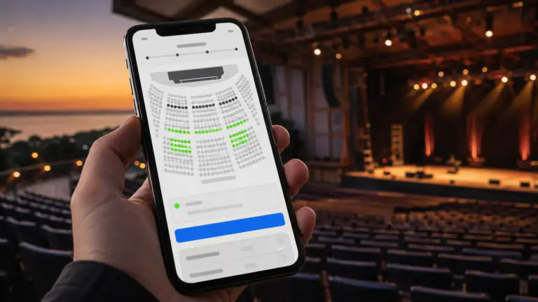 Concert seat map on a phone showing newly available tickets released for an Ella Langley show